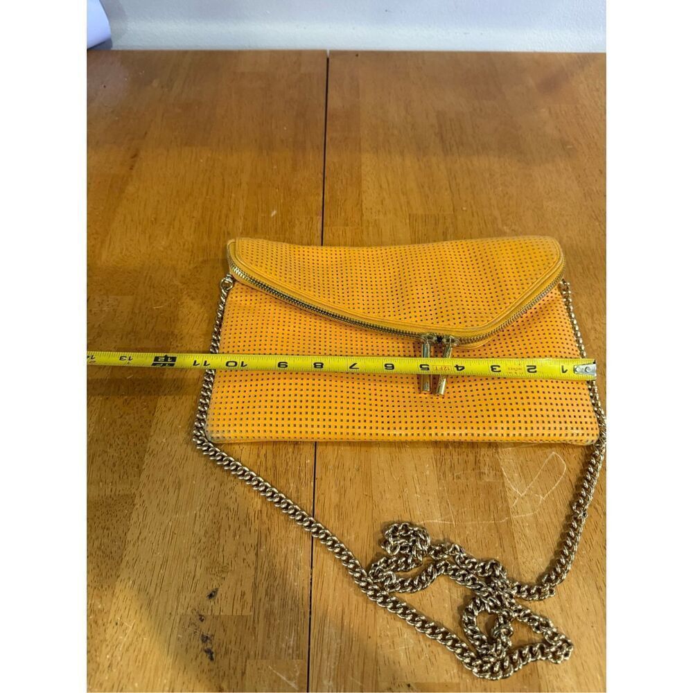 Henri Bendel Yellow Leather Gold Chain Crossbody Clutch Bag - Picture 5 of 12